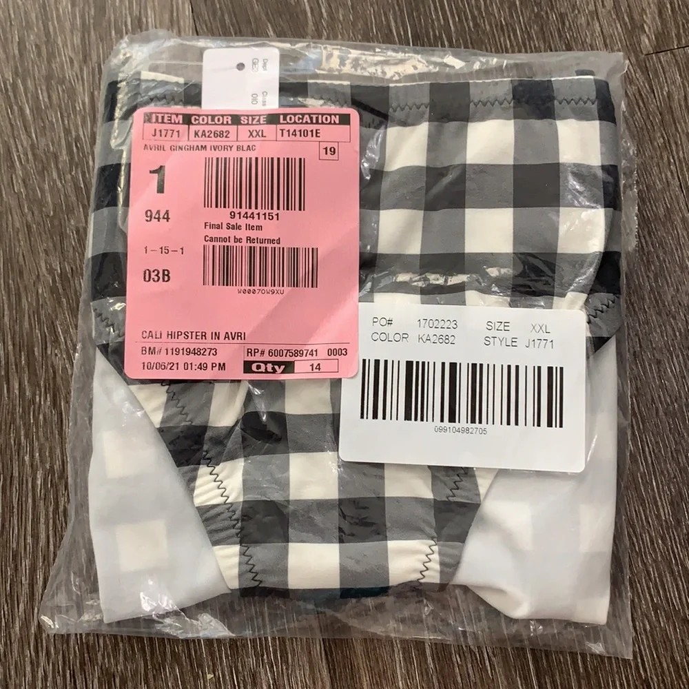 J.Crew Lowrider bikini bottom in oversized matte gingham